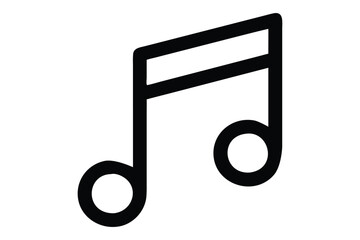 Simple black and white icon of a music note for music related concepts and designs