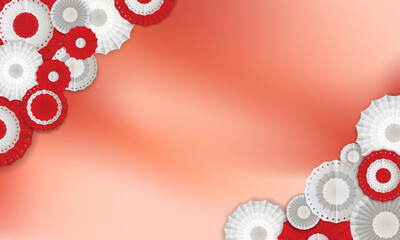 Template with red and white decoration background for Indonesian Independence Day celebration