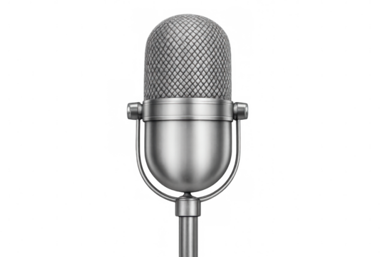 Studio microphone standing on a transparent background, ready for recording vocals or interviews