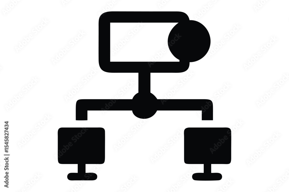 Poster simple black network icon depicting computers connected and forming a network system