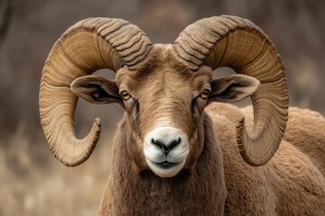 Majestic Rocky Mountain Bighorn Sheep A Close-Up Portrait of Nature's Grandeur