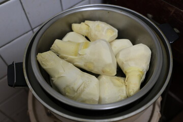 Green bamboo shoots.