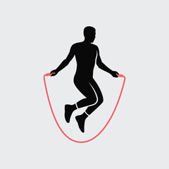 Man Jumping Rope Silhouette Red Rope Fitness Exercise