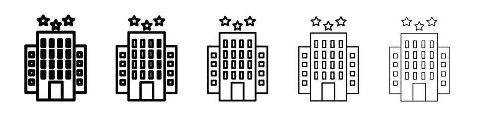 3 star Hotel icon thin outline logo mark set