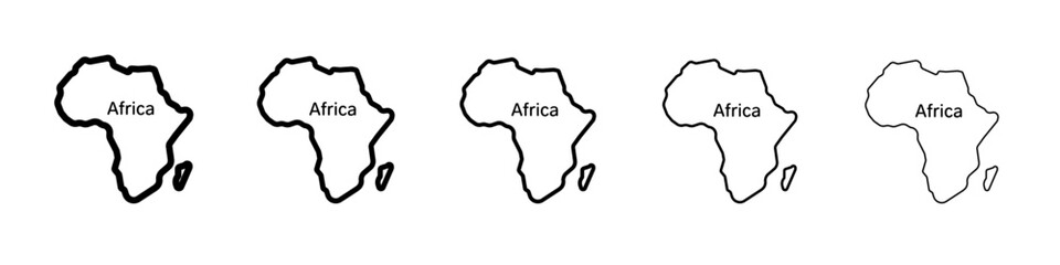 africa map icon thin outline logo mark set