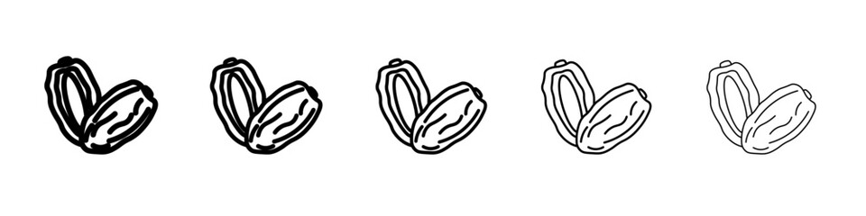 Arab date fruit icon thin outline logo mark set