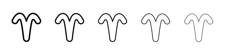 Aries zodiac sign icon thin outline logo mark set