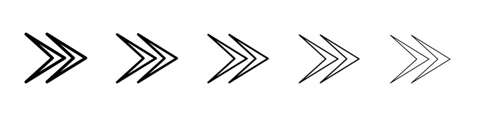 Arrow icon thin outline logo mark set