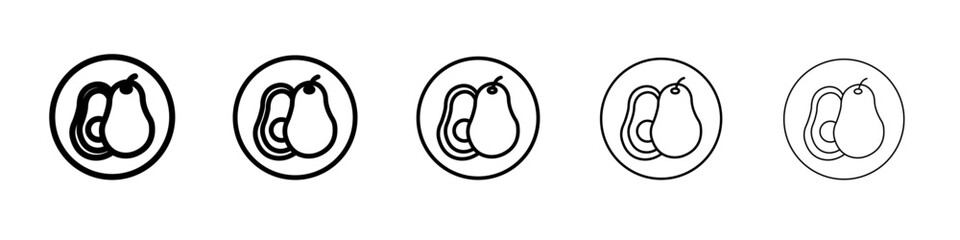 avocado icon thin outline logo mark set