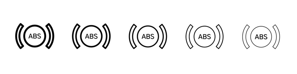 Automotive ABS icon thin outline logo mark set
