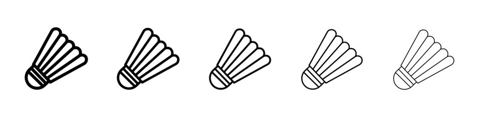 Badminton icon thin outline logo mark set