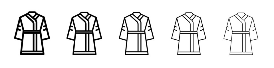 Bathrobe icon thin outline logo mark set