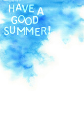 アナログ水彩夏空に描いた手描き文字メッセージ