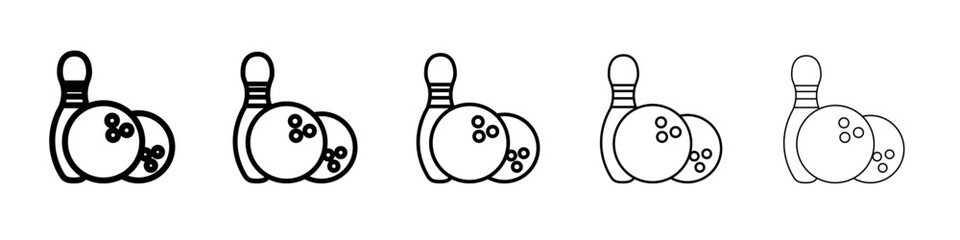 Bowling game icon thin outline logo mark set