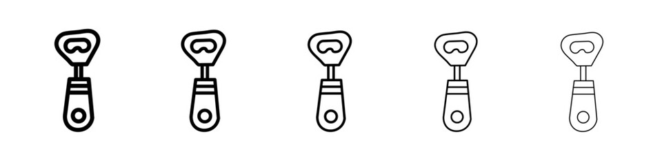 bottle opener icon thin outline logo mark set