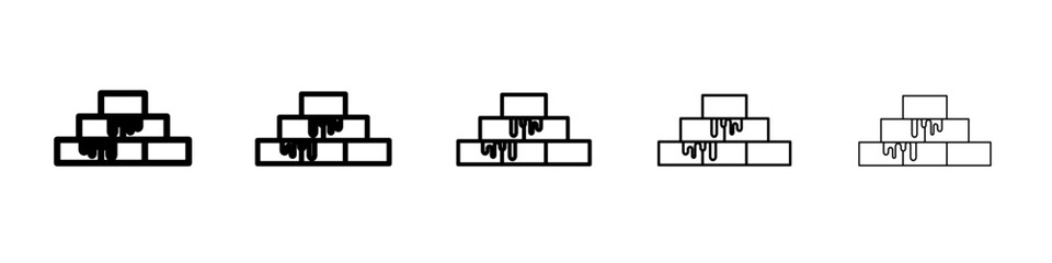 Brickwork icon thin outline logo mark set