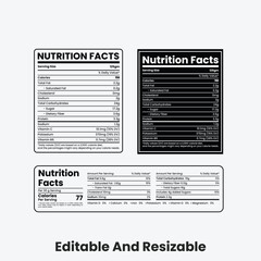 Nutrition Facts Label Samples Three Food Labels with Macronutrients and Micronutrients Breakdown for Diet Planning