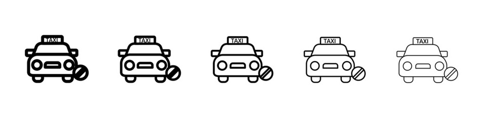 Cancel ordered taxi icon thin outline logo mark set