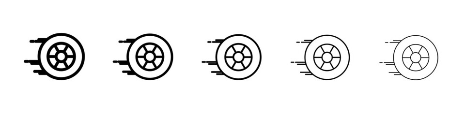 Obraz premium car wheel icon thin outline logo mark set
