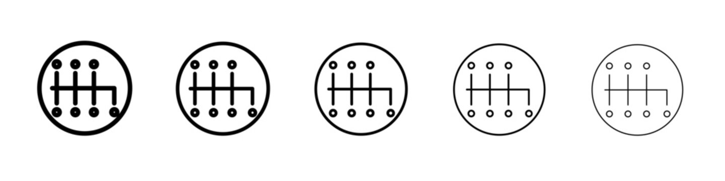 car manual shift lever icon thin outline logo mark set