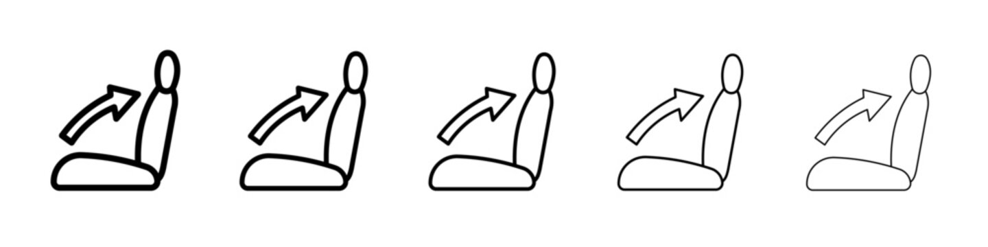 Car seat adjustment icon thin outline logo mark set