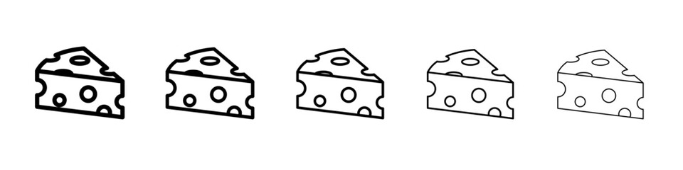 cheese icon thin outline logo mark set