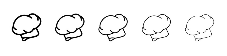 Chef hat icon thin outline logo mark set