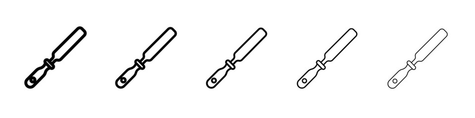 chisel icon thin outline logo mark set