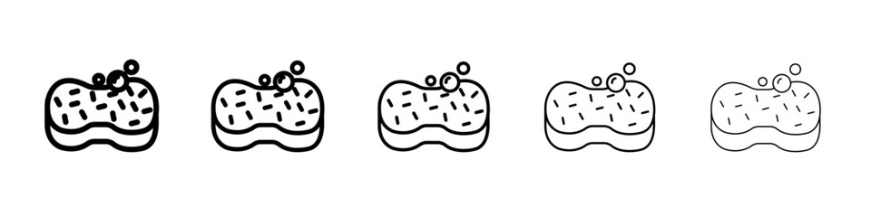 Cleaning sponge icon thin outline logo mark set