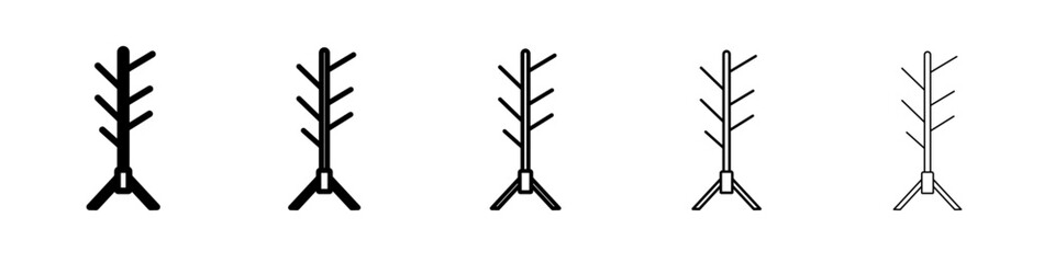 Coat Stand Icon thin outline logo mark set