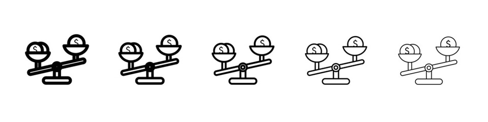 Compare price icon thin outline logo mark set