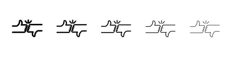 Criticism icon thin outline logo mark set