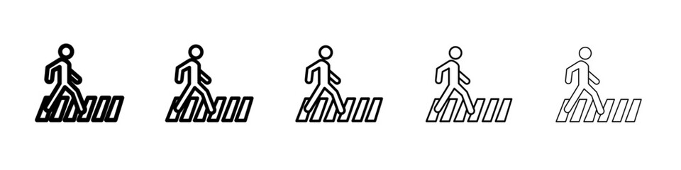 Crosswalk icon thin outline logo mark set