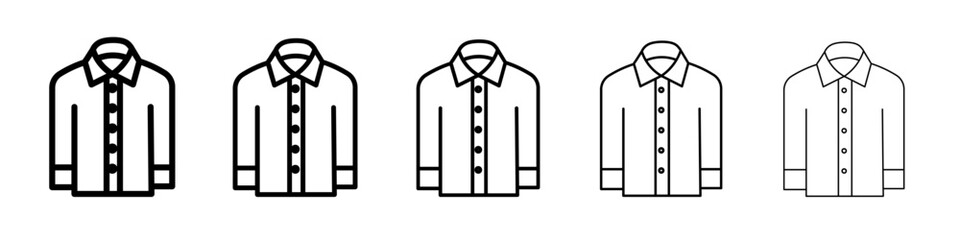 dress shirt icon thin outline logo mark set