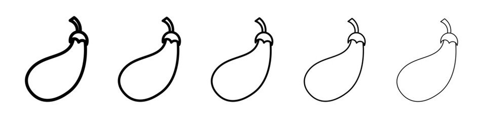 Eggplant icon thin outline logo mark set