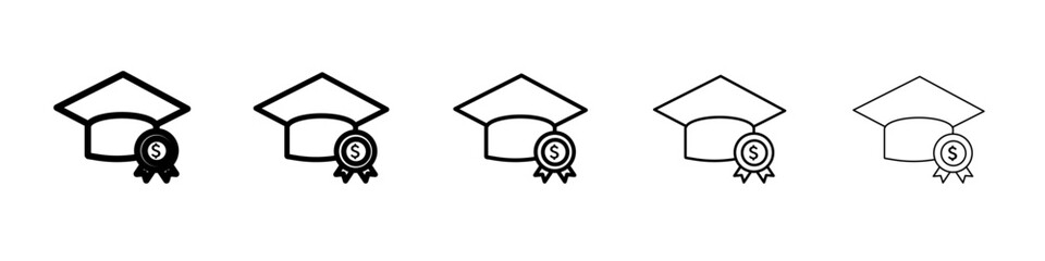 education Scholarship icon thin outline logo mark set