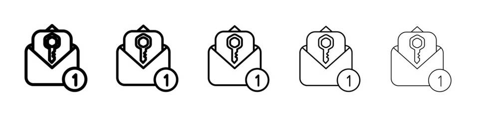 Email security key icon thin outline logo mark set