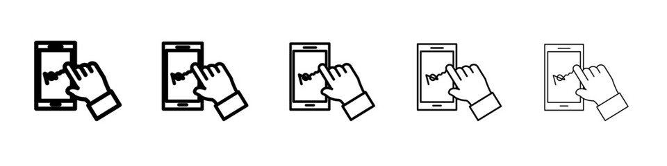 Finger confirms signature icon thin outline logo mark set