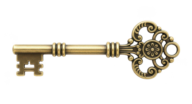 Ornate antique brass key