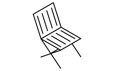 Fototapeta premium キャンピングチェアーのシンプルな線画イラスト、夏のアイソメトリックイラスト