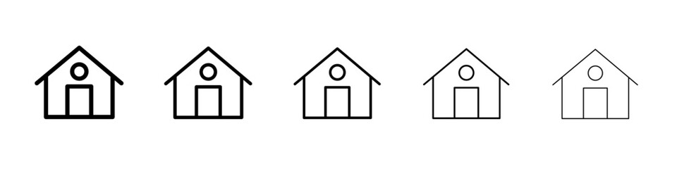 Home icon thin outline logo mark set