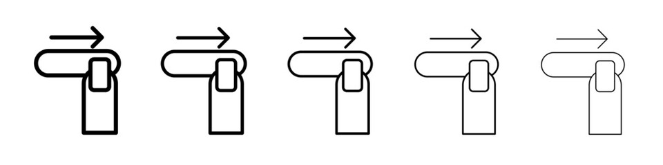 Horizontal swipe Flick Icon thin outline logo mark set