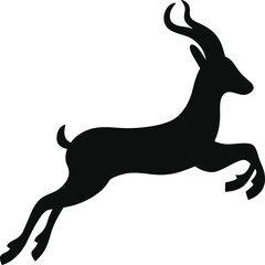 Fototapeta premium Leaping Gazelle Silhouette: A Dynamic Outline of the Agile Antelope in Mid-Spring, Perfect for Symbolizing Speed and Grace on the African Savanna on a Clean White Canvas.