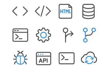 Programming icons highlighting html, api, and cloud synchronization