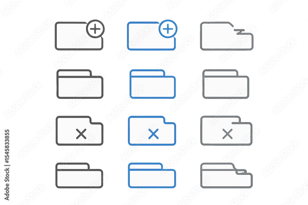 Poster digital folder symbols with icons for addition and deletion functionality
