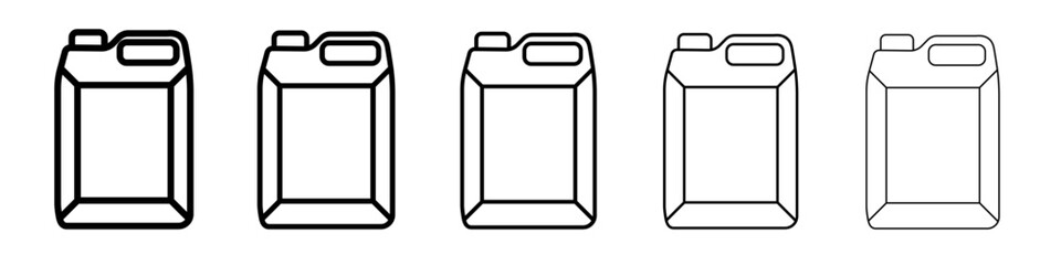 Jerrycan oil icon thin outline logo mark set