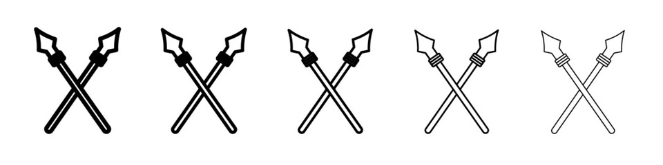 lance icon thin outline logo mark set