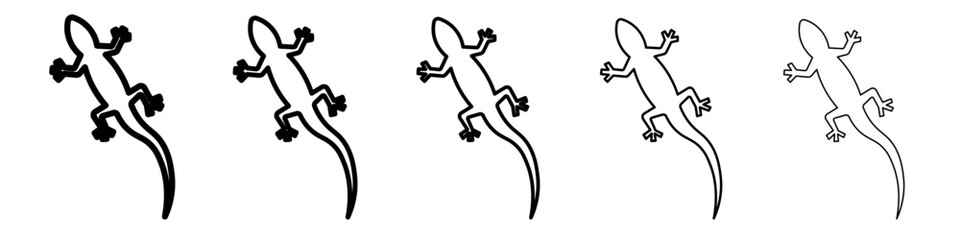 Lizard icon thin outline logo mark set