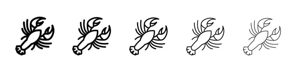 lobster icon thin outline logo mark set
