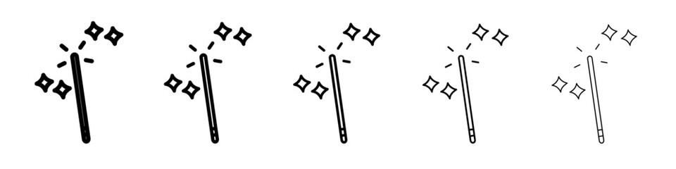 magic wand icon thin outline logo mark set